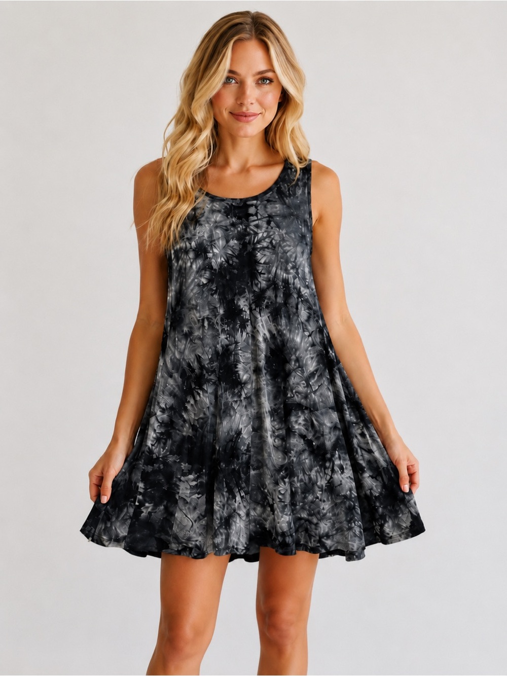 Justify Tie-Dye Swing Dress with Keyhole Back
